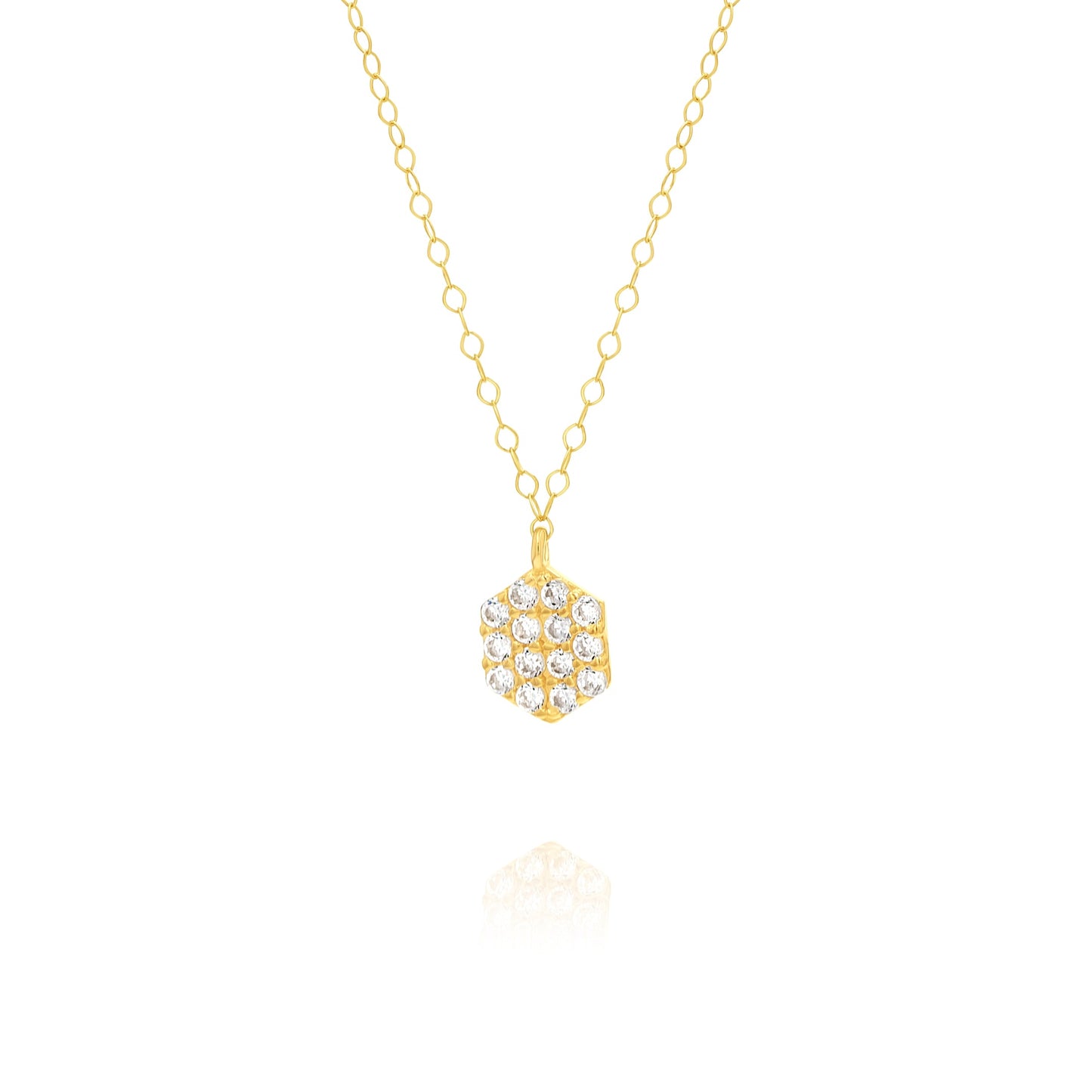 18K Pure Gold Stone Necklace