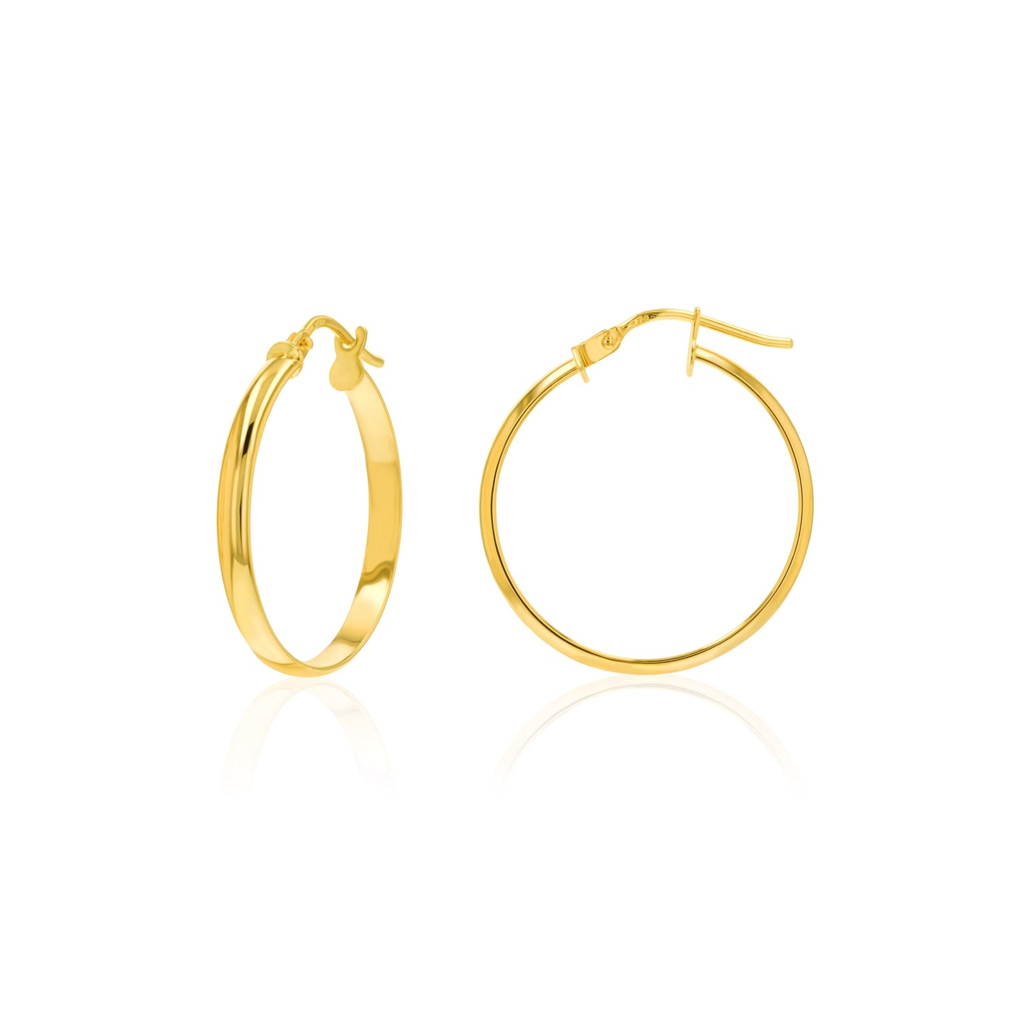 18K Pure Gold Round Loop Earring Set