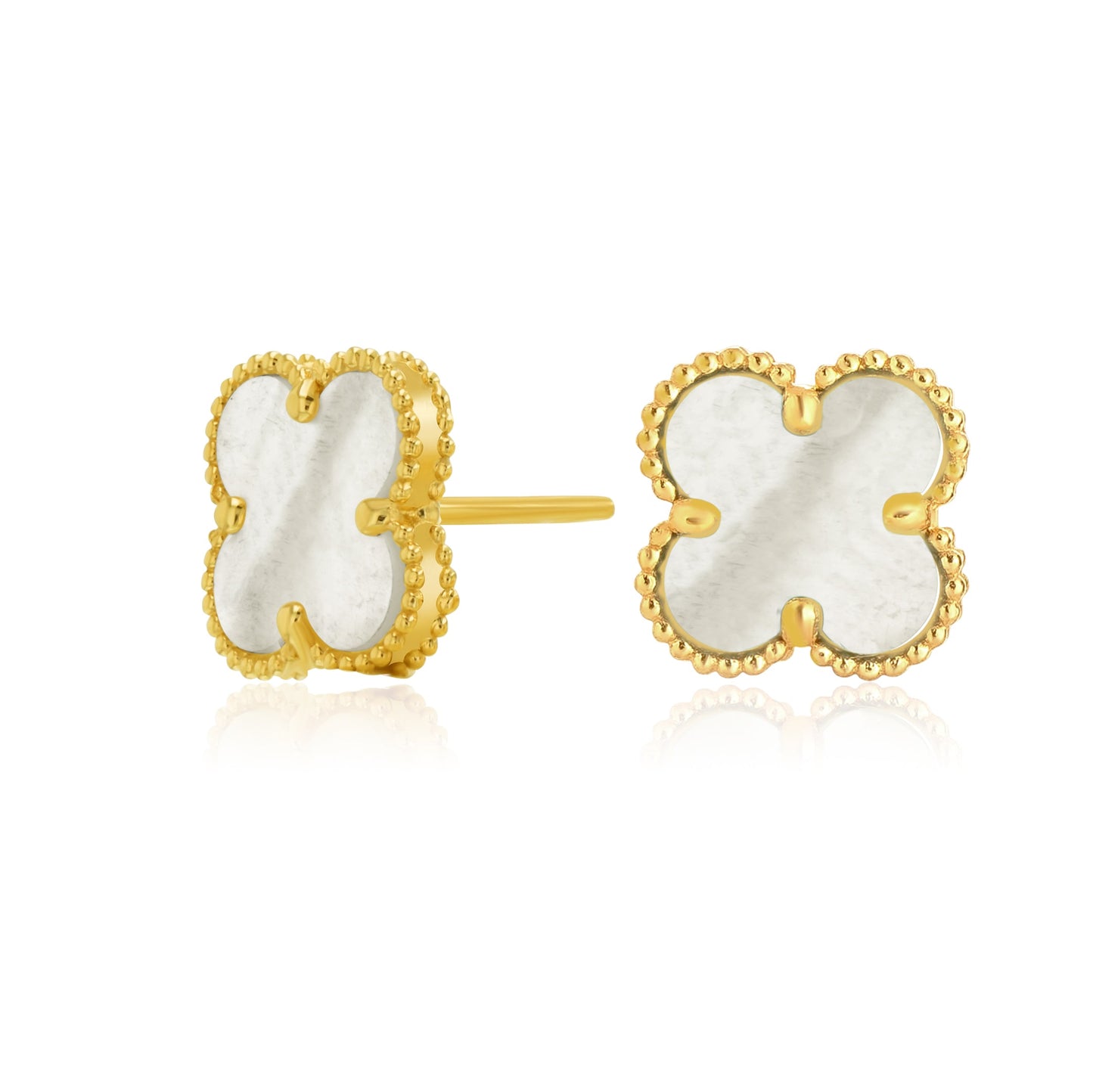 18K Pure Gold White V.C Earring Set