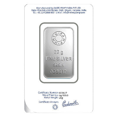 MMTC PAMP 20 Gram Lotus Flower Silver Bar