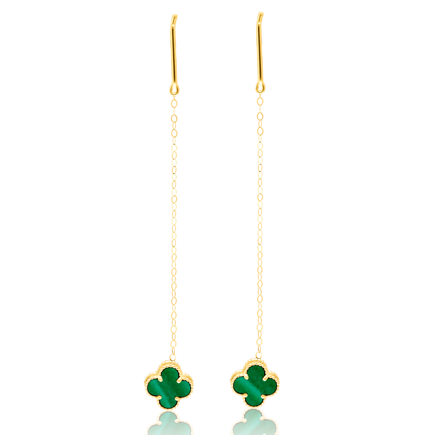 18K Pure Gold Green V.C Hanging Earring Set