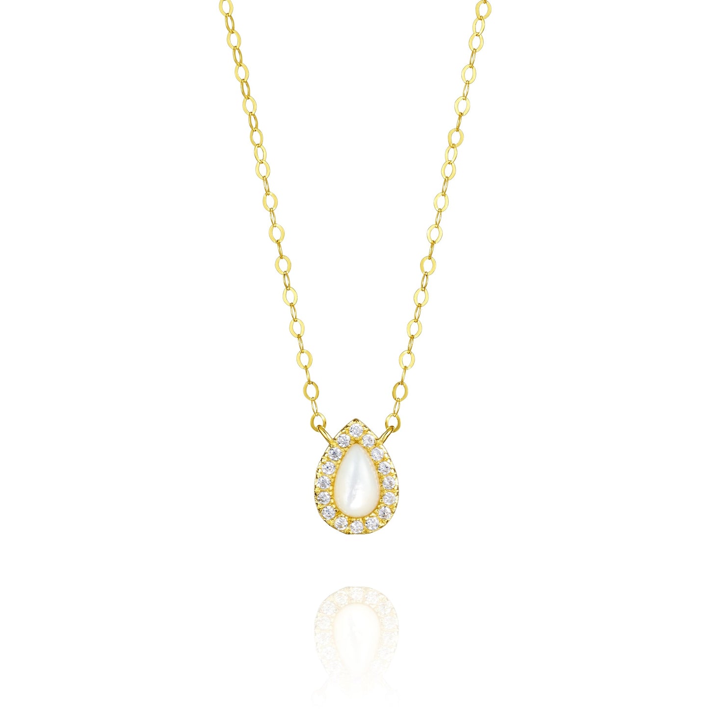 18K Pure Gold White Stone Necklace