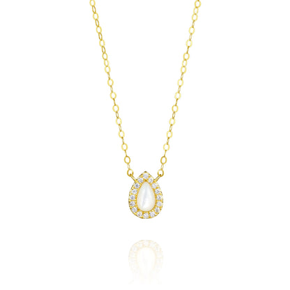 18K Pure Gold White Stone Necklace