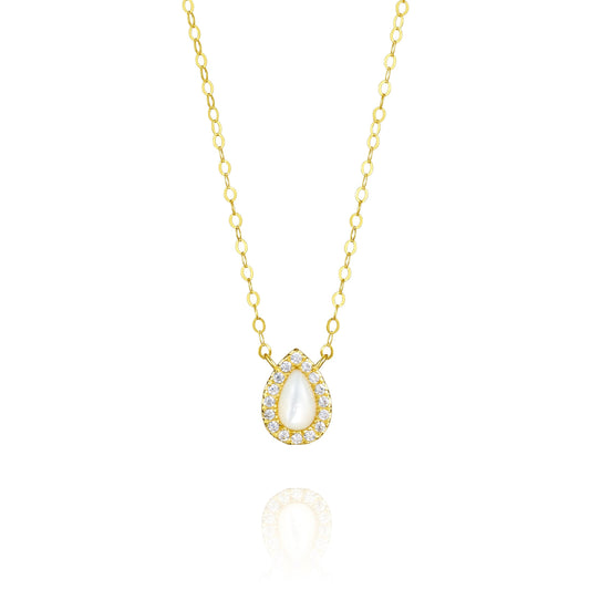 18K Pure Gold White Stone Necklace
