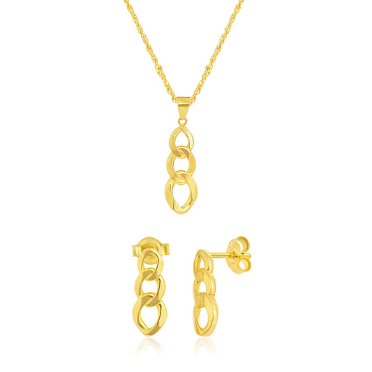 18K Pure Gold Drop Linked Jewelry Set