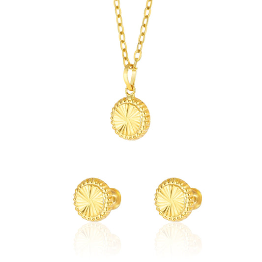 18K Pure Gold Round Screw Jewelry Set