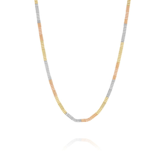 18K Pure Gold 3 Color Layer Seed Chain