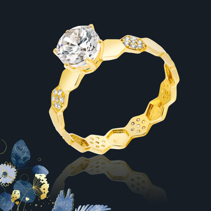 18K Pure Gold Stone Ring