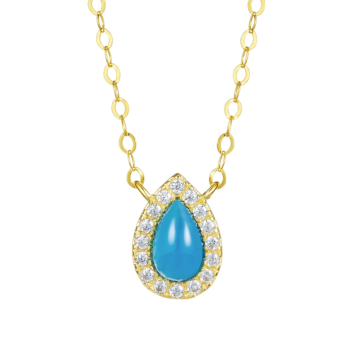 18K Pure Gold Skye Blue Stone Necklace