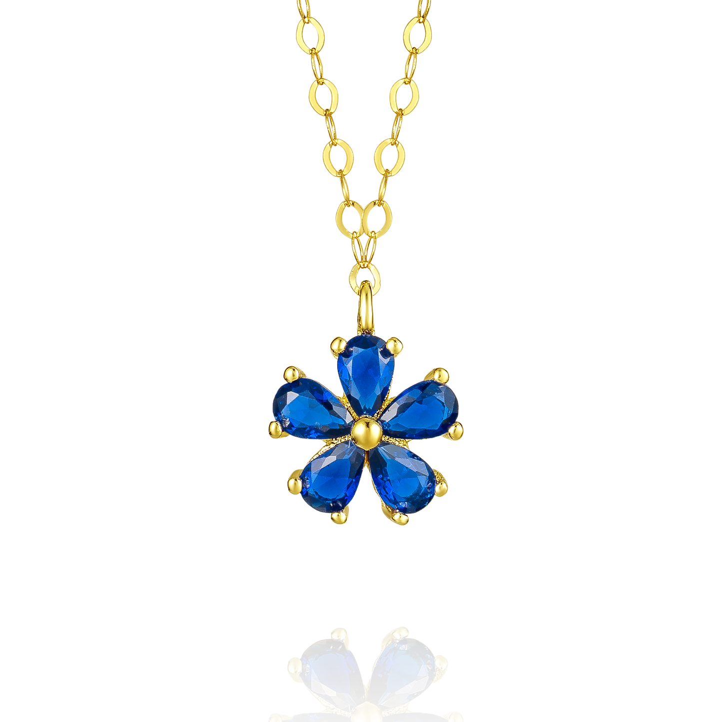 18K Pure Gold Flower Necklace