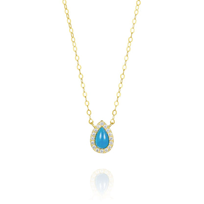 18K Pure Gold Skye Blue Stone Necklace