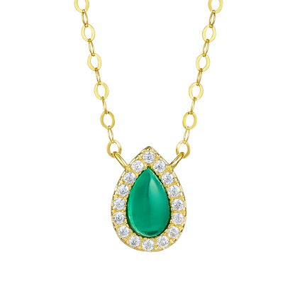 18K Pure Gold Green Stone Necklace
