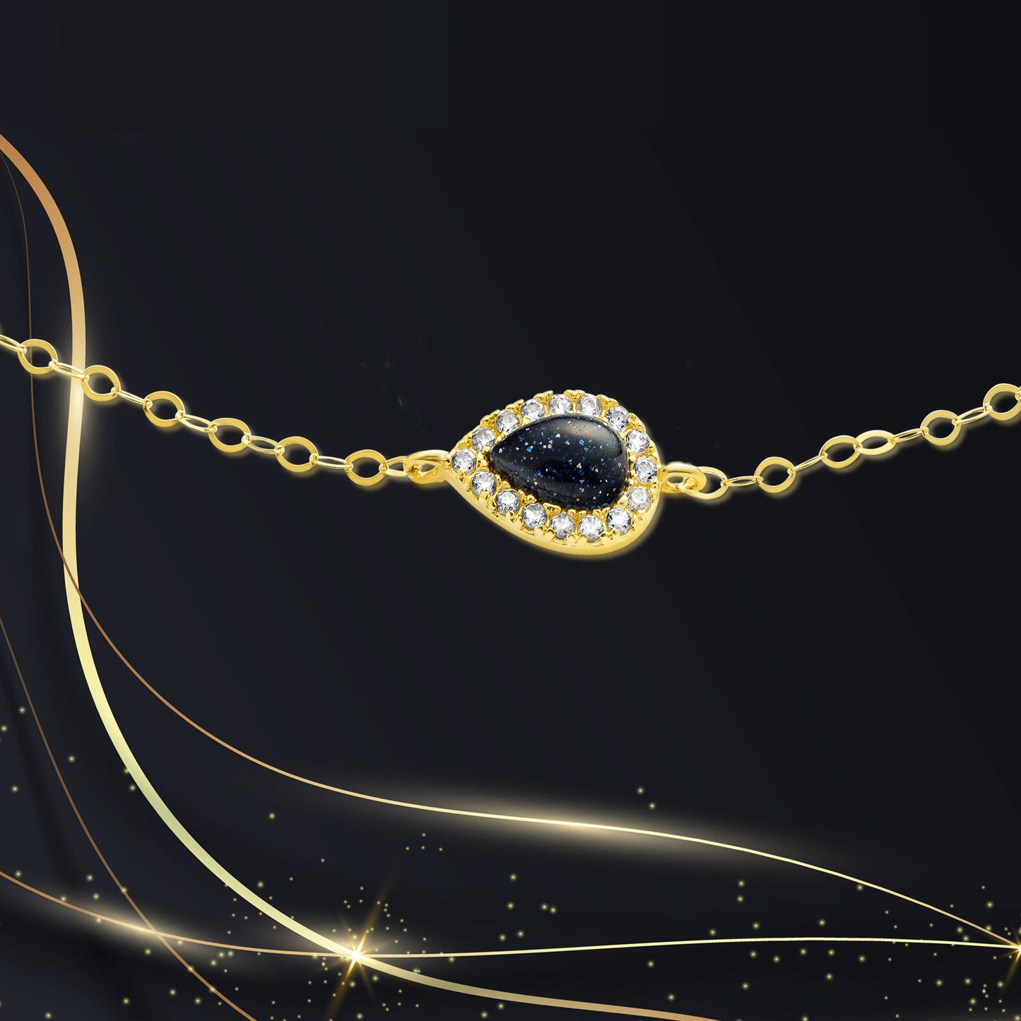 18K Pure Gold Fine Stone Bracelet
