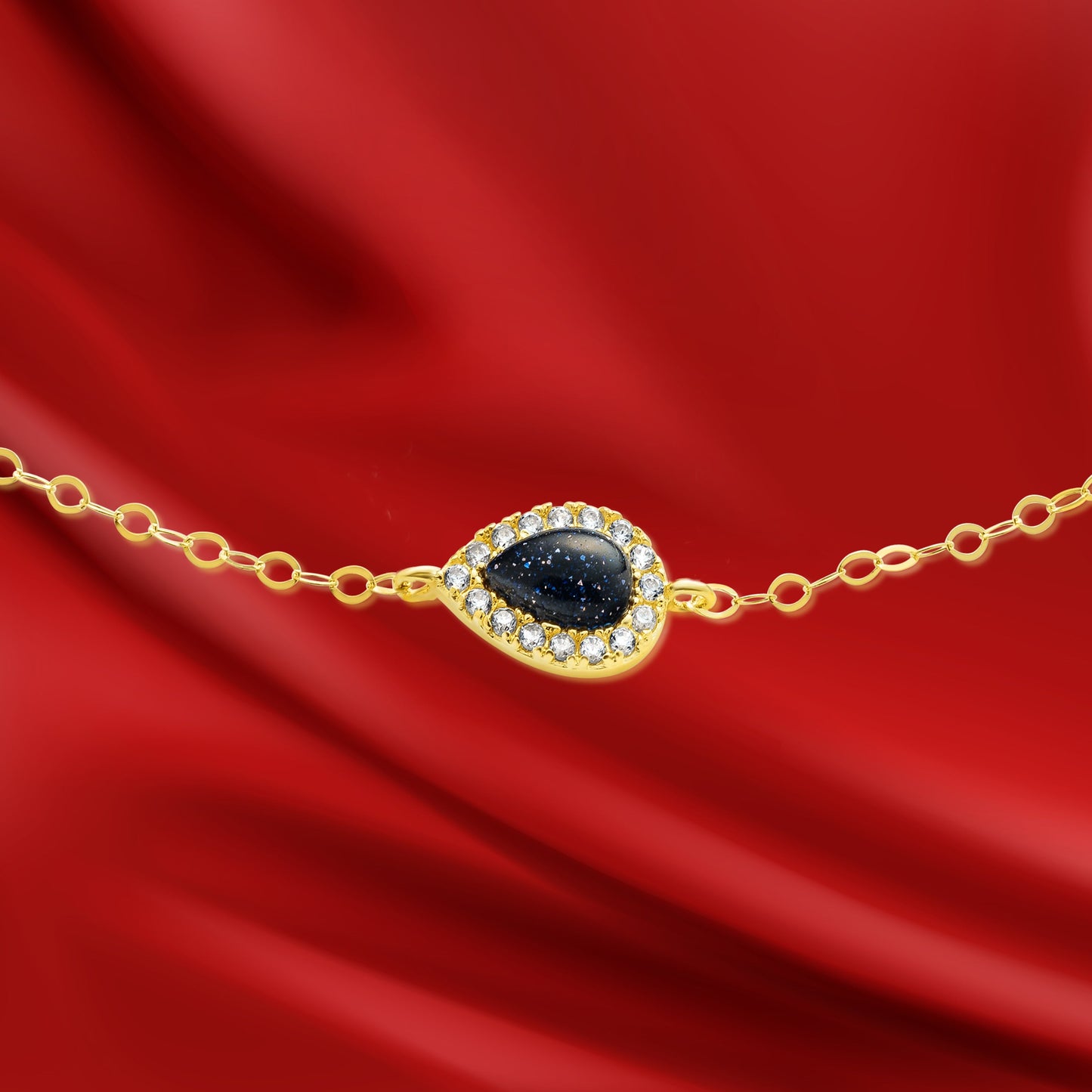 18K Pure Gold Fine Stone Bracelet