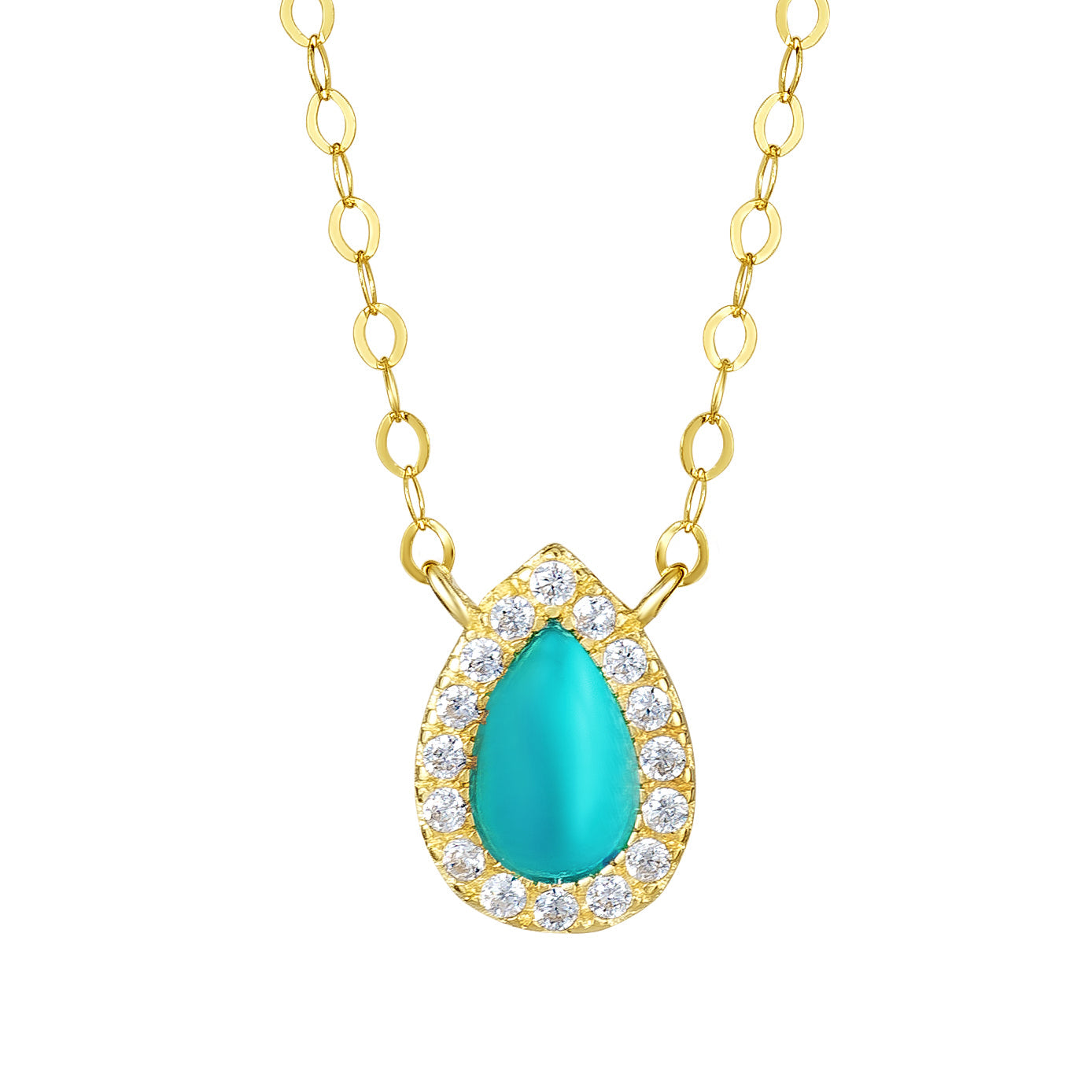 18K Pure Gold Skye Blue Stone Necklace