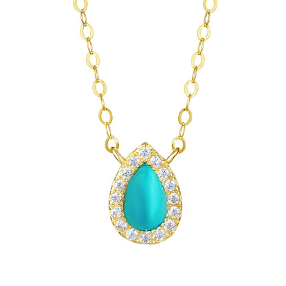 18K Pure Gold Skye Blue Stone Necklace