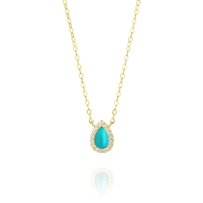 18K Pure Gold Skye Blue Stone Necklace