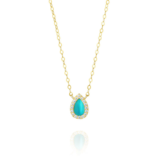 18K Pure Gold Skye Blue Stone Necklace