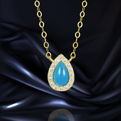 18K Pure Gold Skye Blue Stone Necklace