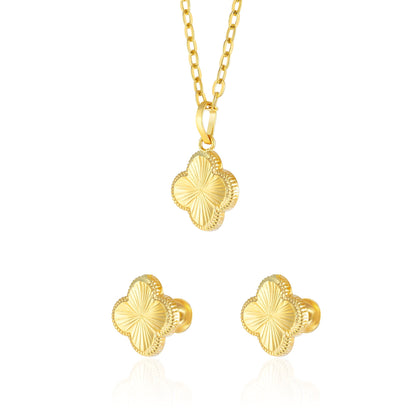 18K Pure Gold Flower Screw Jewelry Set