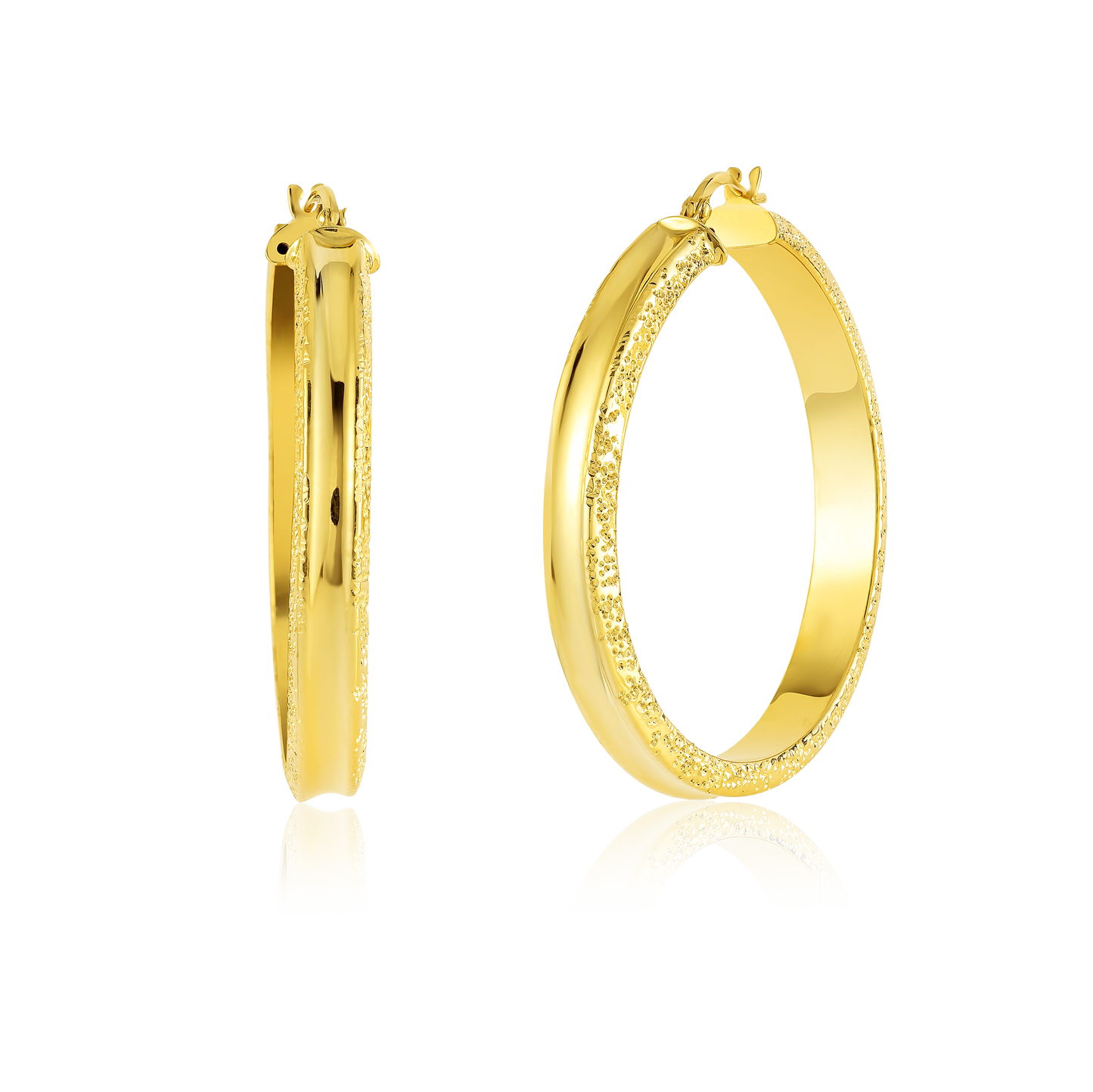 18K Pure Gold Round Loop Earrings