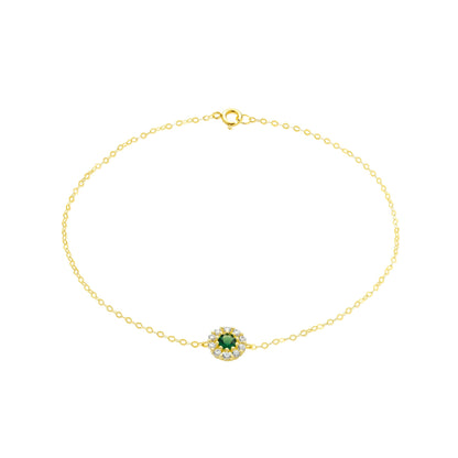 18K Pure Gold Green Stone Bracelet