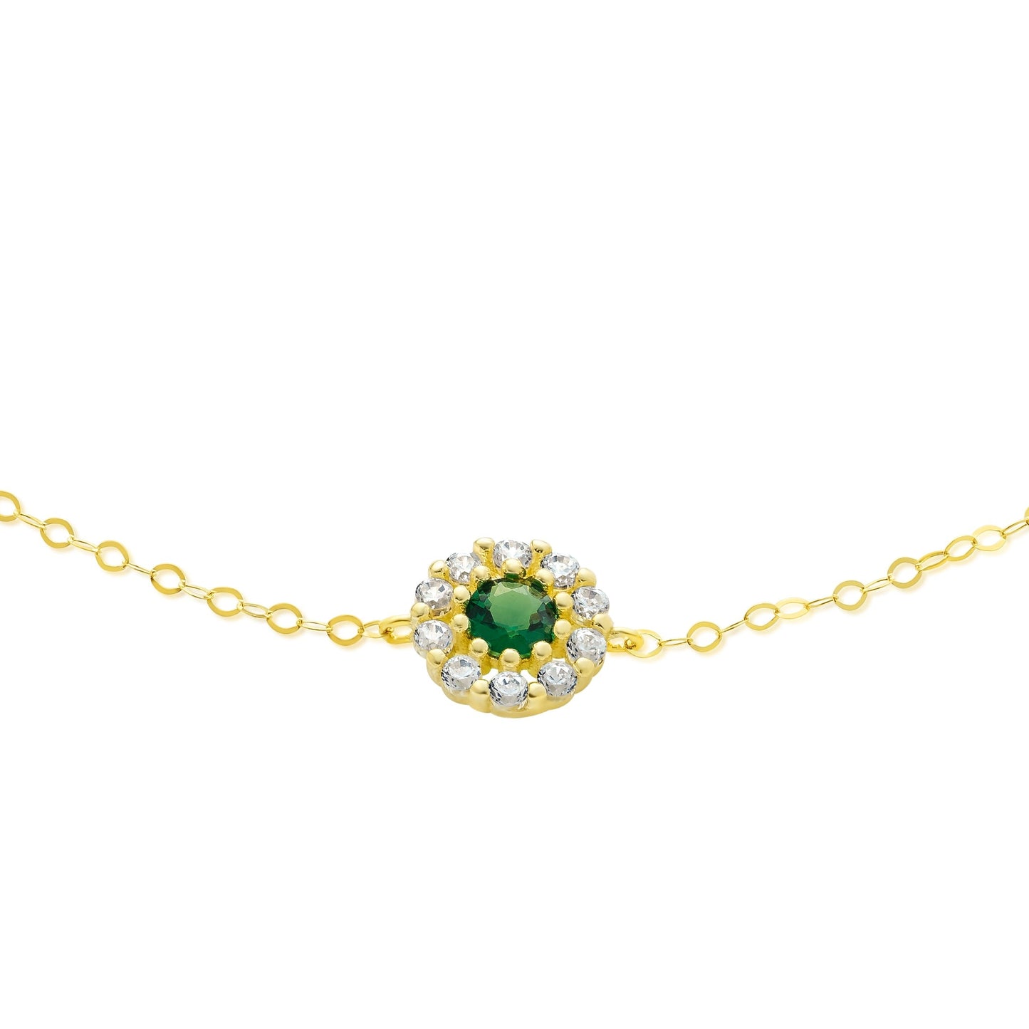 18K Pure Gold Green Stone Bracelet