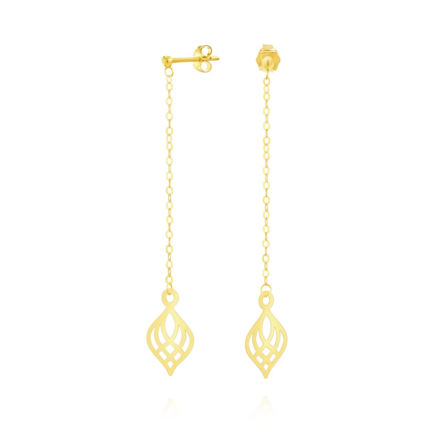 18K Pure Gold Hanging Drop Earring Set