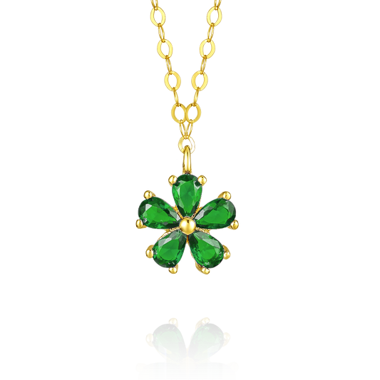 18K Pure Gold Flower Necklace