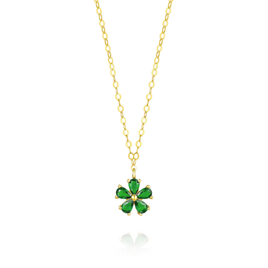 18K Pure Gold Flower Necklace