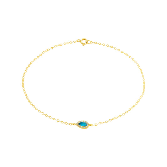 18K Pure Gold Fine Stone Bracelet