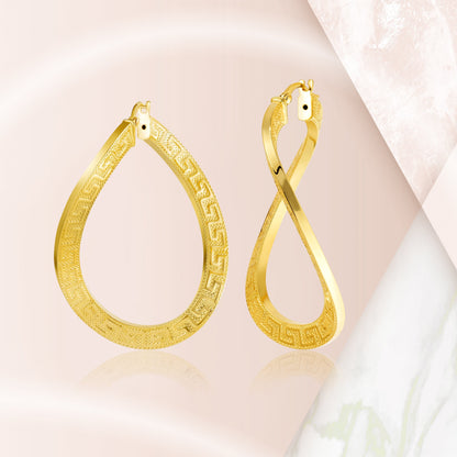 18K Pure Gold Twisted Loop Earrings