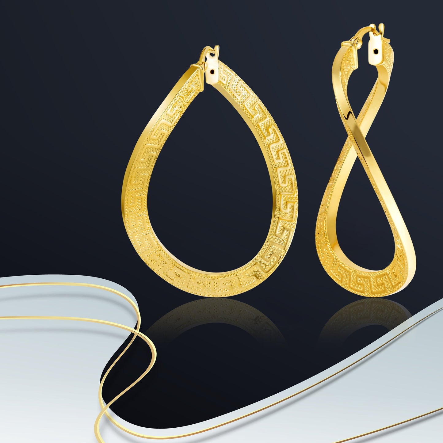 18K Pure Gold Twisted Loop Earrings