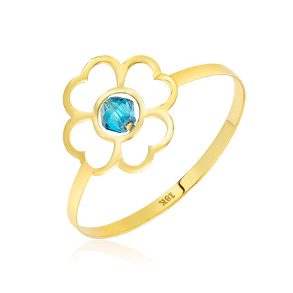 18K Pure Gold Elegant Flower Design Ring