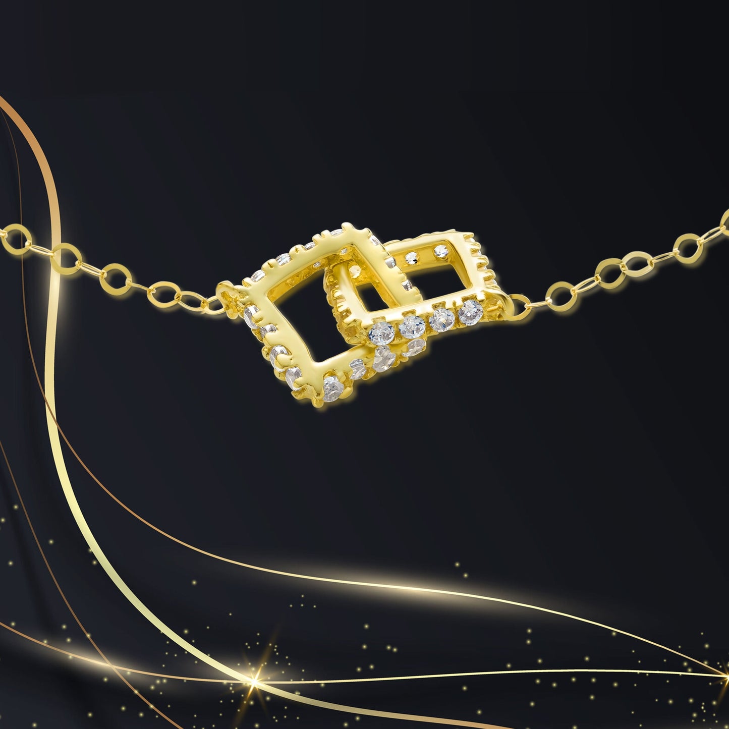 18K Pure Gold Stone Bracelet