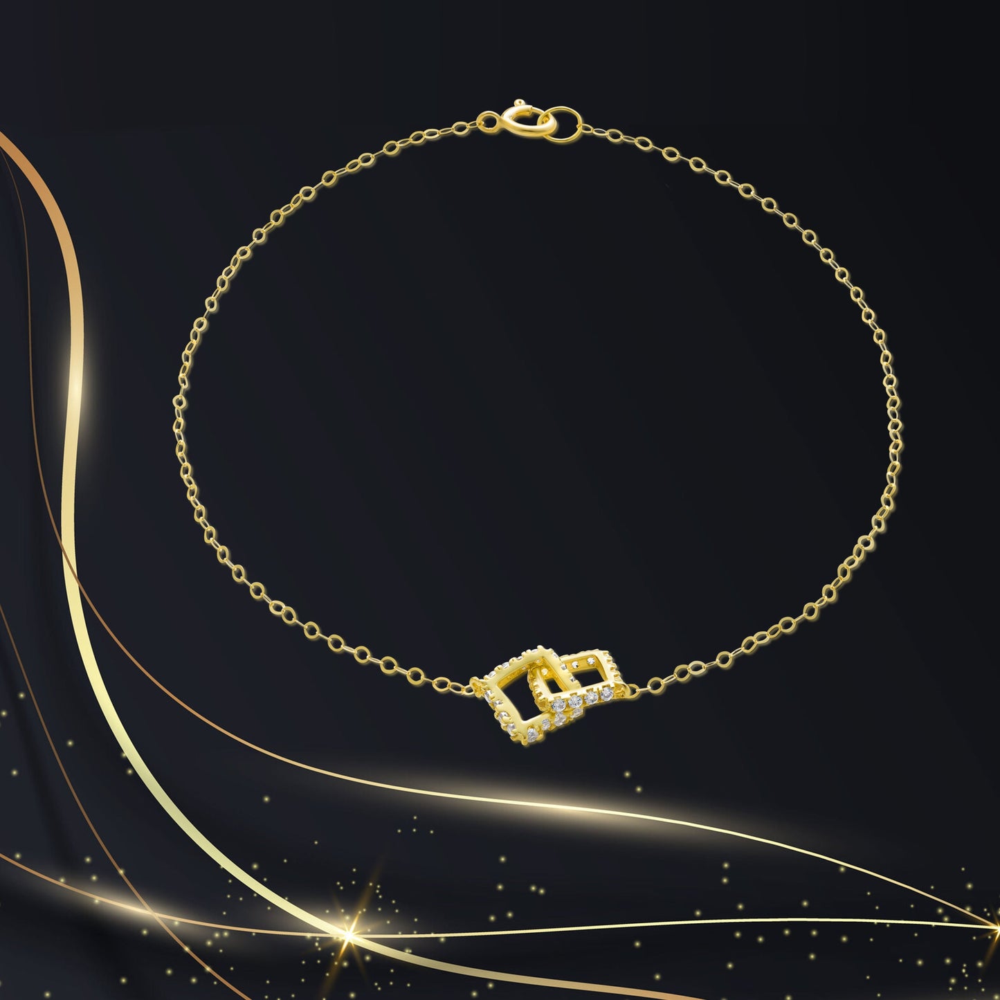 18K Pure Gold Stone Bracelet