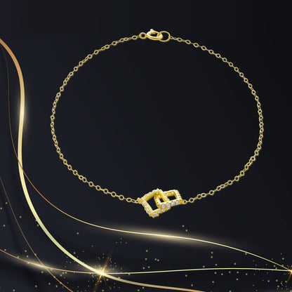 18K Pure Gold Stone Bracelet