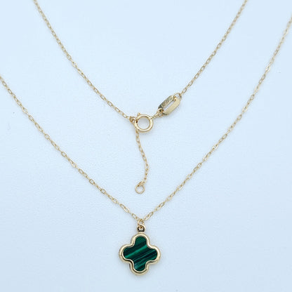 18K Pure Gold Green Flower Necklace