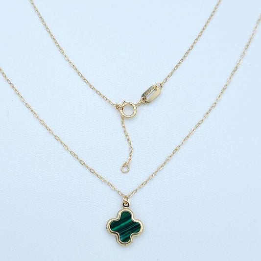 18K Pure Gold Green Flower Necklace