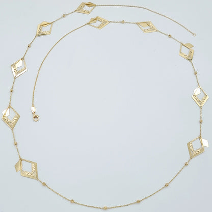 18K Pure Gold Long Necklace