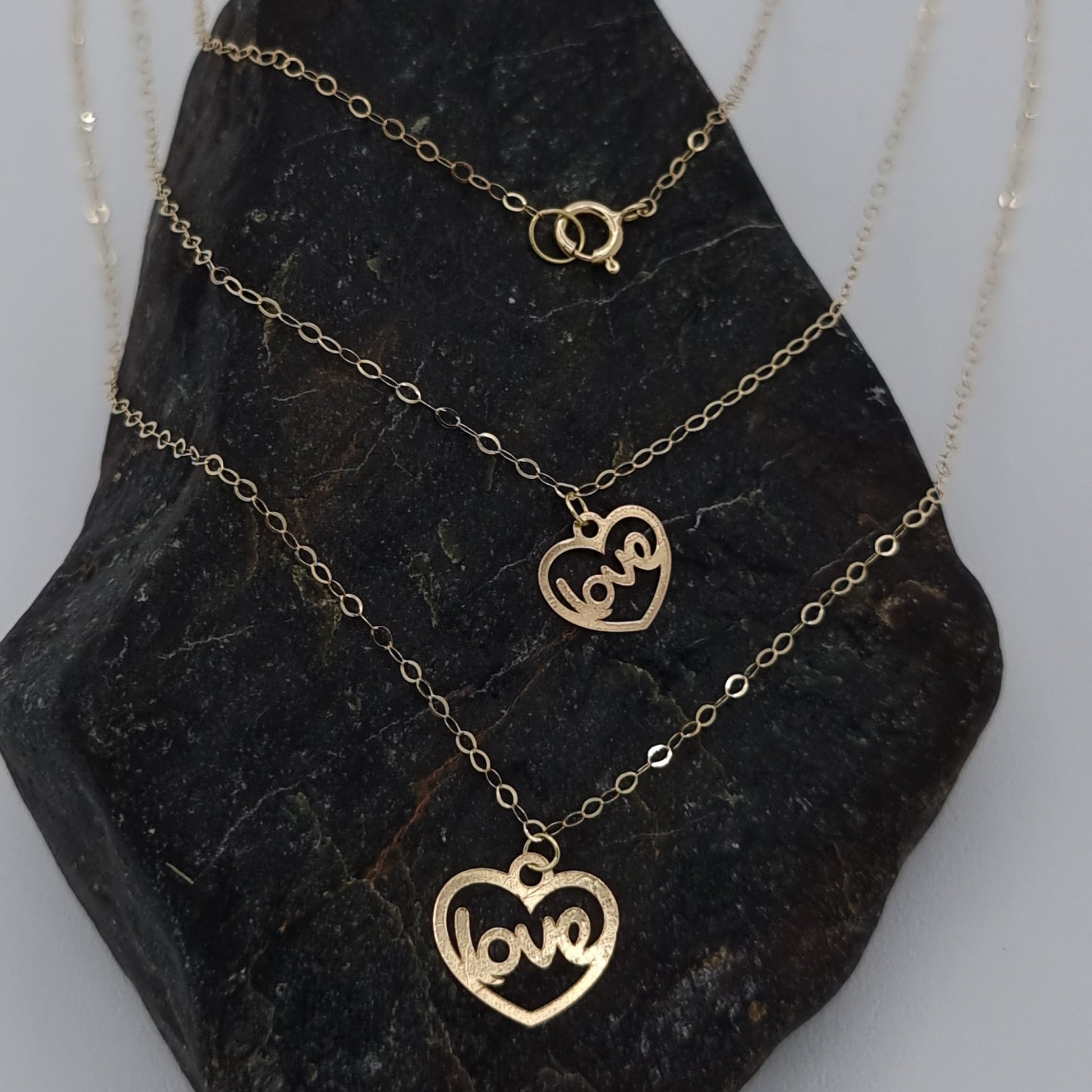 18K Pure Gold 2 Layer Love Necklace