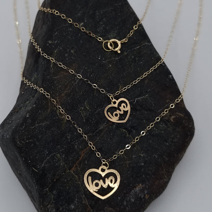 18K Pure Gold 2 Layer Love Necklace