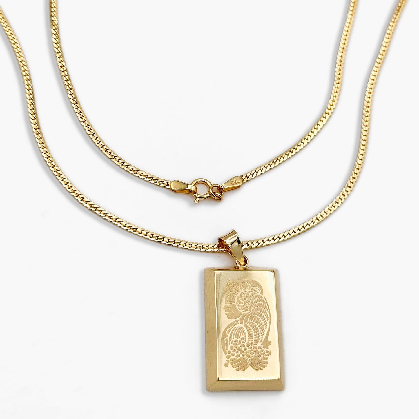 18K Pure Gold Bar Necklace