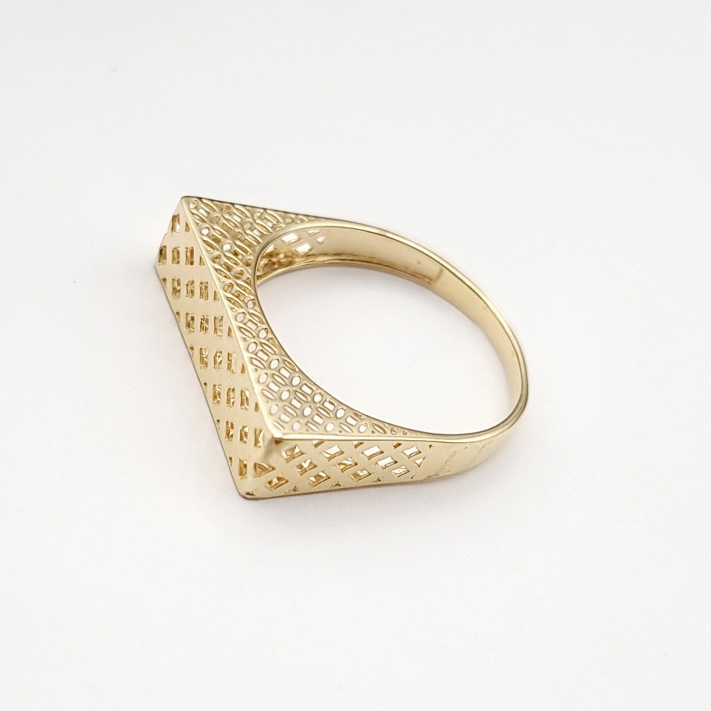 18K Pure Gold Square Net Ring