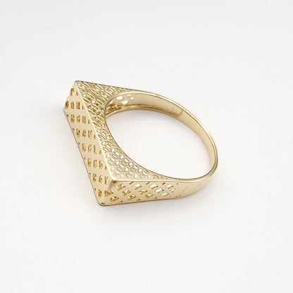 18K Pure Gold Square Net Ring