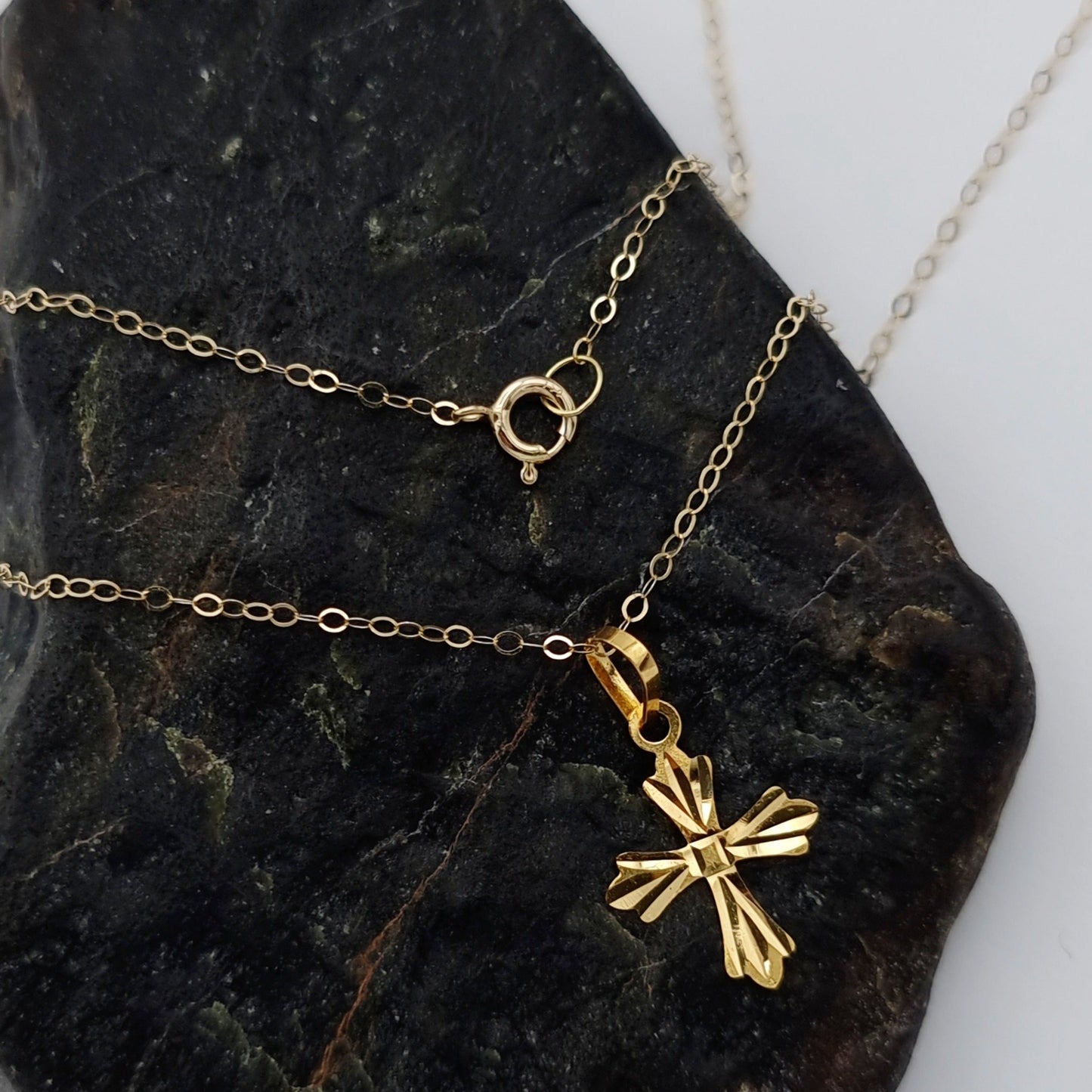 18K Pure Gold Cross Necklace