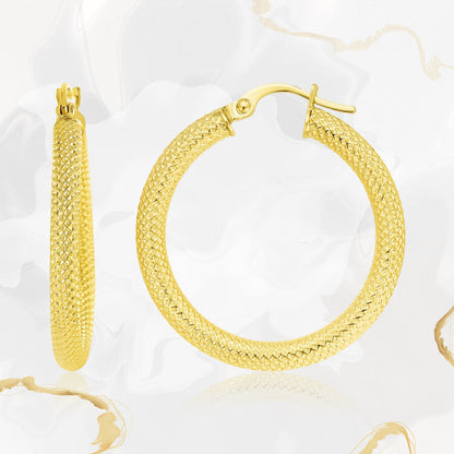 18K Pure Gold Round Loop Earrings