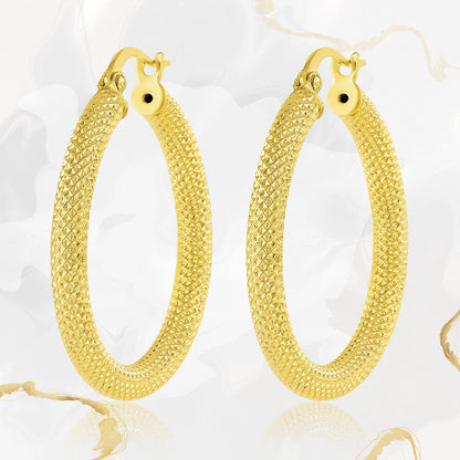 18K Pure Gold Round Loop Earrings