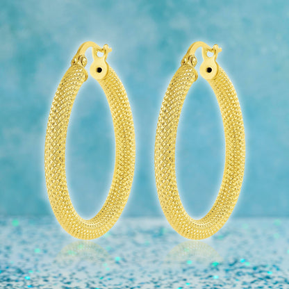 18K Pure Gold Round Loop Earrings