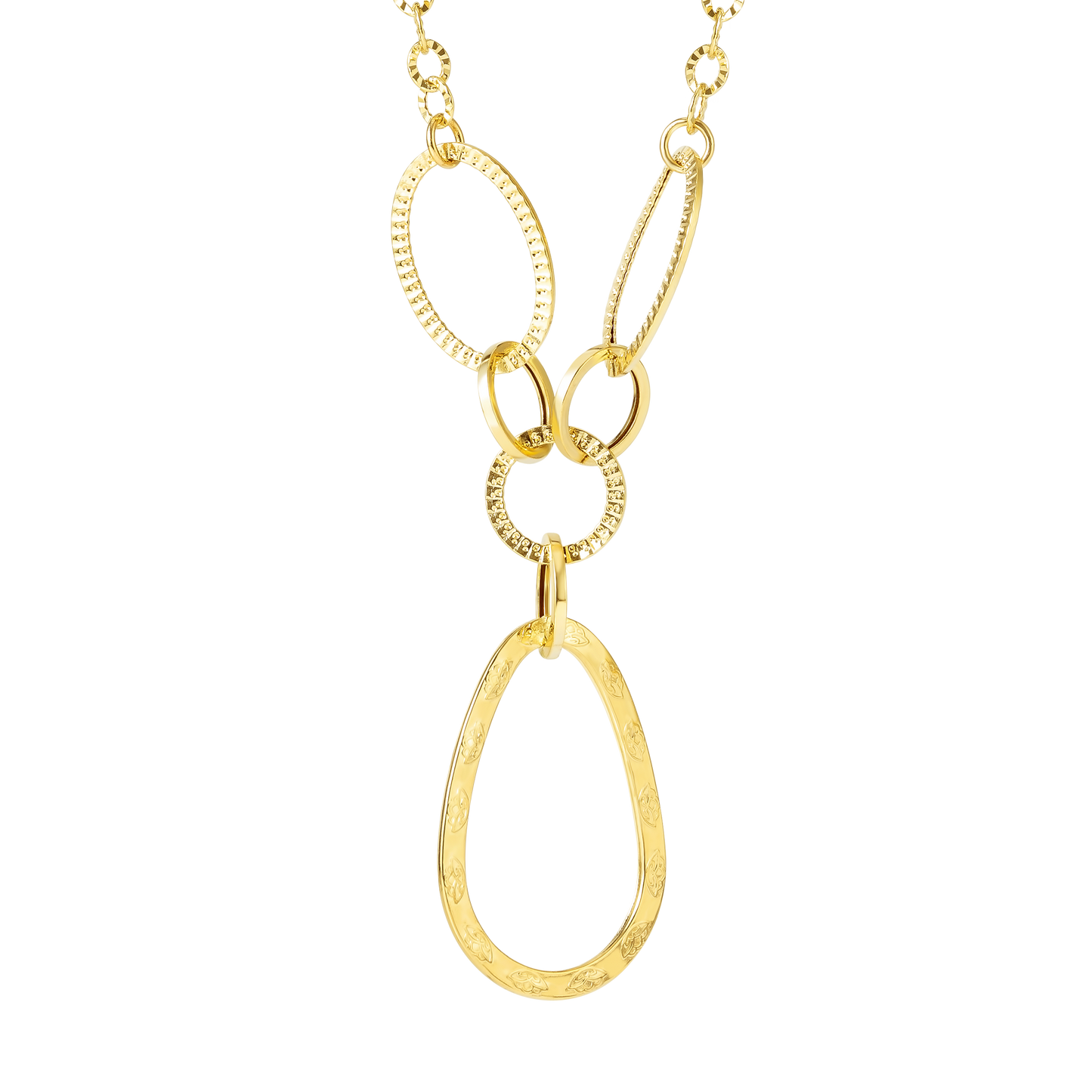 18K Pure Gold Oval Linked Necklace